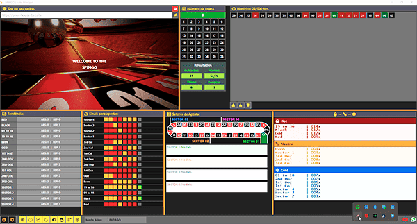 Tela principal do sistema Spingo